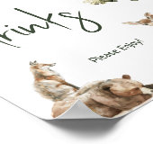 森の森林動物の赤ちゃんシャワー飲み物の看板 ポスター (角)