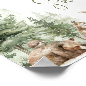 森の森林動物は赤ちゃんシャワーのサインを歓迎 ポスター (角)