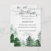 森の樹林のウェディングパーティー、ストリングライト、 招待状 (正面/裏面)