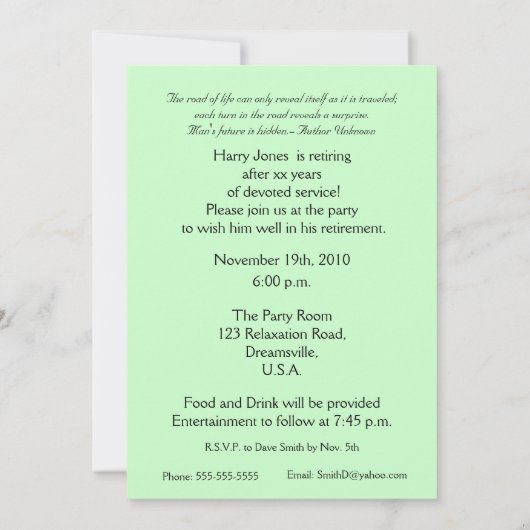 森の橋-お前の引退が待ち構えている! 招待状 (裏面)