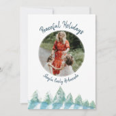 森の水の色の平和な冬の写真クリスマス シーズンカード (正面)