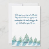 森の水の色の平和な冬の写真クリスマス シーズンカード (裏面)