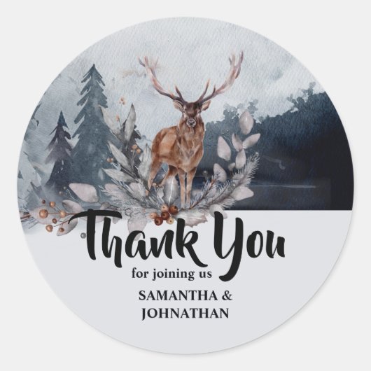 森の水の色の感謝してい山よ結婚 ラウンドシール (正面)