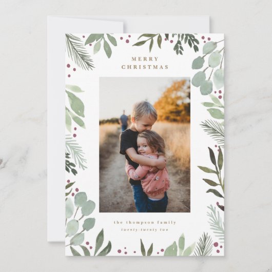 森の水の色メリークリスマスフォトカード 招待状 (正面)