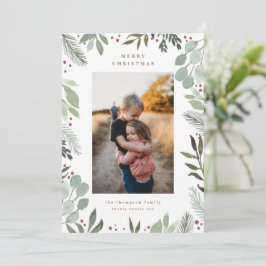 森の水の色メリークリスマスフォトカード 招待状