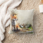 森の水彩キツネ クッション (ブランケット)