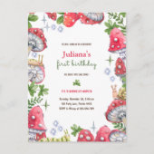 森の水彩キノコ誕生日パーティー ポストカード (正面)