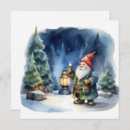 森の水彩クリスマス格言 シーズンカード (正面/裏面)