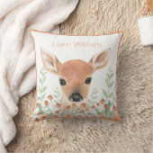 森の水彩グリーン モダン名前 鹿 クッション (ブランケット)