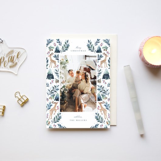 森の水彩トナカイの写真 シーズンカード