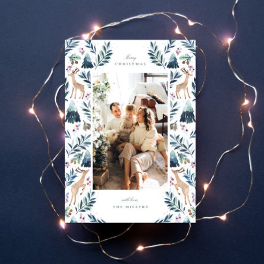 森の水彩トナカイの写真 シーズンカード