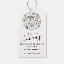 森の水彩フクロウグリーン ブライダルシャワー ギフトタグ