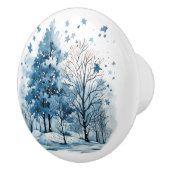 森の水彩冬の風景 セラミックノブ (右)