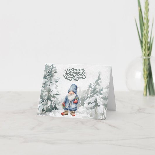 森の水彩画のニューイヤー・ノーム カード (正面)