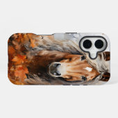 森の水彩秋をテーマにした馬 iPhone 16ケース (裏面横)