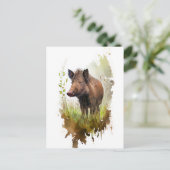 森の水彩野猪クリア|過去記事 ポストカード (スタンド正面)