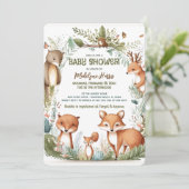 森の水彩　男女兼用ベビーシャワー 招待状 (スタンド正面)