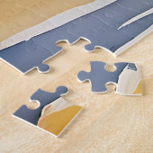 森の水色のオオカミ絵を描。 ジグソーパズル (側面)