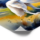 森の水色のオオカミ絵を描。 ポスター (角)