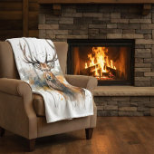 森の水色の大きなエルク フリースブランケット