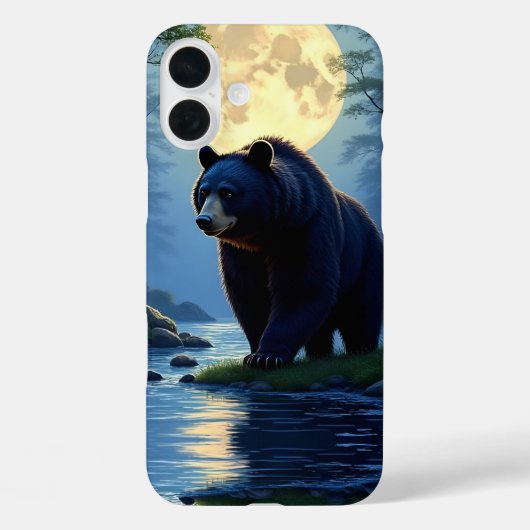 森の水辺に立つ黒熊 Case-Mate iPhoneケース (裏面)