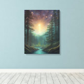森の渓流のスターライト キャンバスプリント (インサイチュ (ウッドフロア))