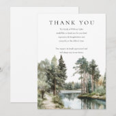 森の湖での哀悼の儀式 葬儀 サンキューカード (正面/裏面)