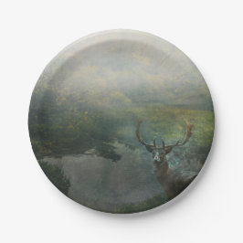 森の湖畔の鹿 ペーパープレート