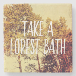 森の湯に入る北樺の木ツリーアート ストーンコースター