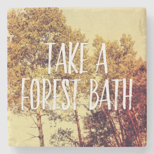 森の湯に入る北樺の木ツリーアート ストーンコースター (正面)