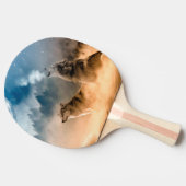 森の満月に二匹のオオカミが吠える 卓球ラケット (横)