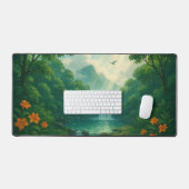 森の滝の風景 デスクマット (キーボード&マウス)