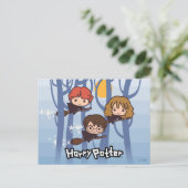 森の漫画ハリー、Ron、及びHermioneの飛行 ポストカード (スタンド正面)