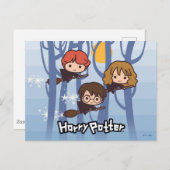 森の漫画ハリー、Ron、及びHermioneの飛行 ポストカード (正面/裏面)