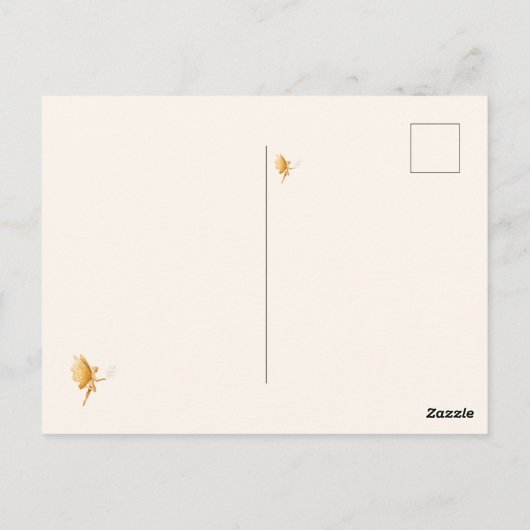 森の灯りの中の小さなかわいらし妖精白熱［赤熱］光を放つ ポストカード (裏面)