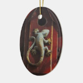 森の灰色トカゲ擦り切れたイ セラミックオーナメント (左)