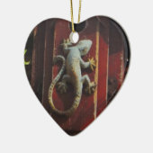 森の灰色トカゲ擦り切れたイ セラミックオーナメント (左)