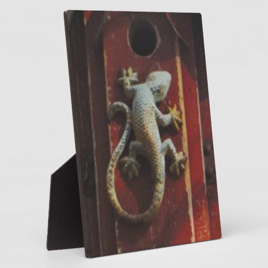 森の灰色トカゲ擦り切れたイ フォトプラーク (側面)