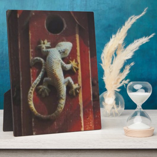 森の灰色トカゲ擦り切れたイ フォトプラーク (側面)