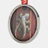 森の灰色トカゲ擦り切れたイ メタルオーナメント (左)