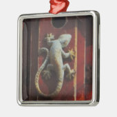 森の灰色トカゲ擦り切れたイ メタルオーナメント (左)