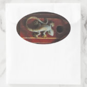 森の灰色トカゲ擦り切れたイ 楕円形シール (バッグ)