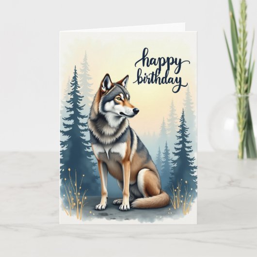 森の犬の誕生日カード カード (正面)