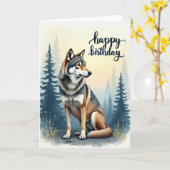 森の犬の誕生日カード カード (黄色い花)