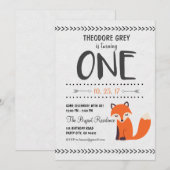 森の狐 チェブロンボーイ 初誕生日 招待状 (正面/裏面)