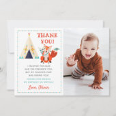 森の狐 ボーホー 誕生日 写真 ありがとうカード 招待状 (正面)