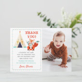 森の狐 ボーホー 誕生日 写真 ありがとうカード 招待状 (スタンド正面)