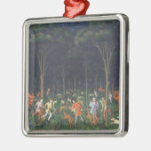 森の狩り（Paolo Uccello著） メタルオーナメント (左)