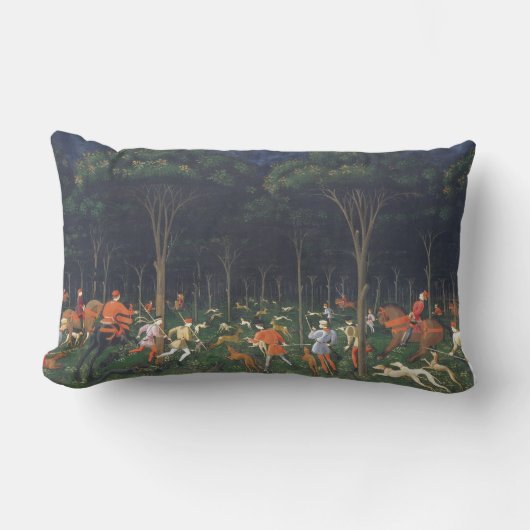 森の狩り（Paolo Uccello著） ランバークッション (正面)
