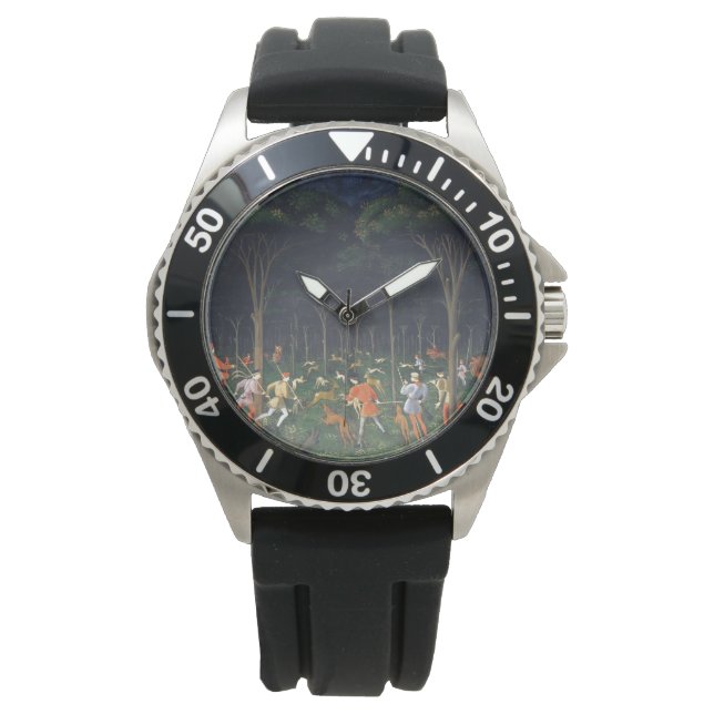 森の狩り（Paolo Uccello著） 腕時計 (正面)